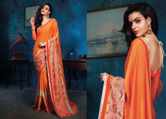 Backless blouse designs Saree with images